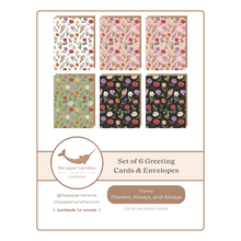 Load image into Gallery viewer, Flowers, Always, and Always (Set of 6) Greeting Cards