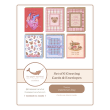 Load image into Gallery viewer, Kitschy Valentine's Day (Set of 6) Greeting Cards