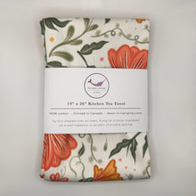 Load image into Gallery viewer, Folk Flowers Tea Towel (Orange)