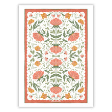 Load image into Gallery viewer, Folk Flowers Tea Towel (Orange)