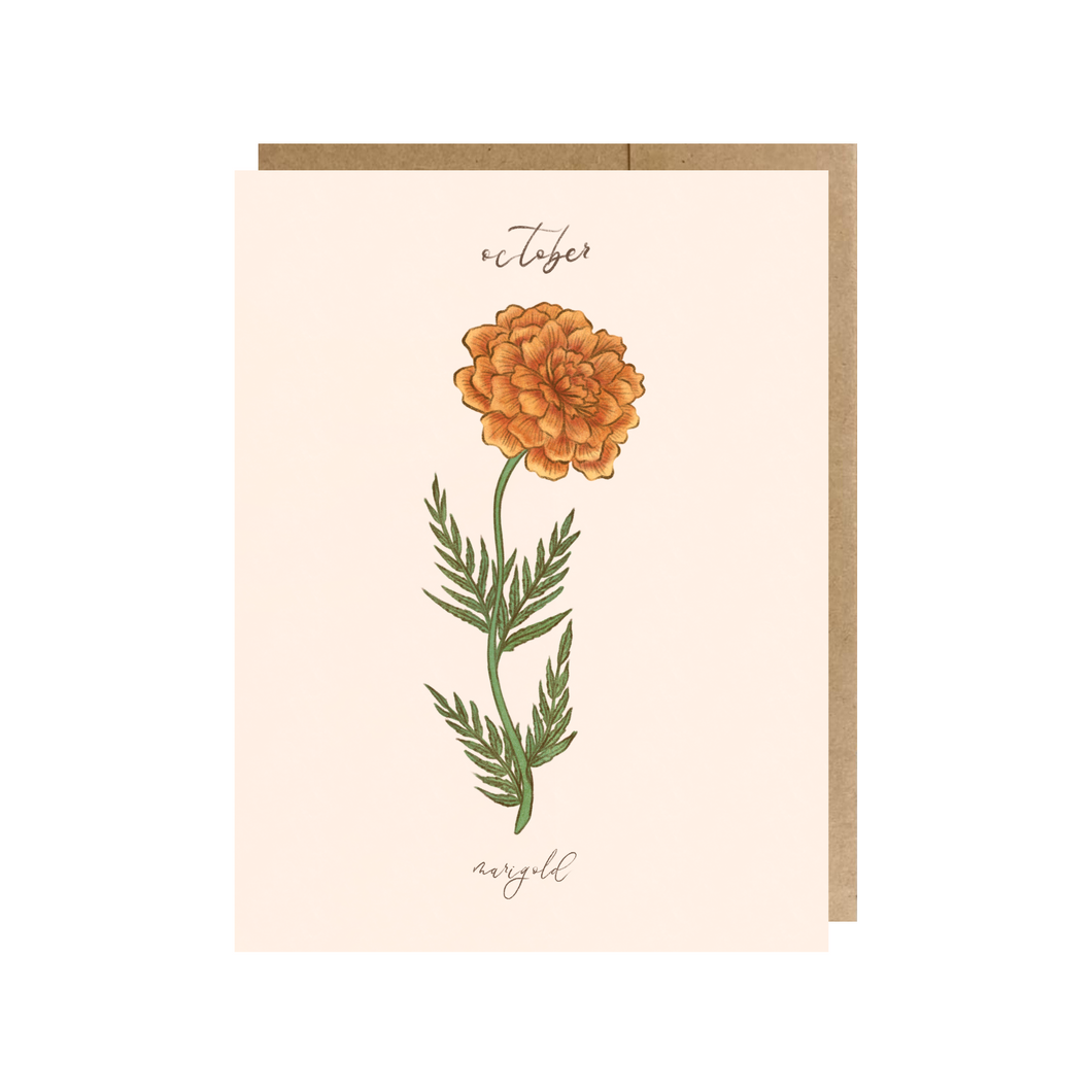October Birth Month Flower (Marigold) Greeting Card