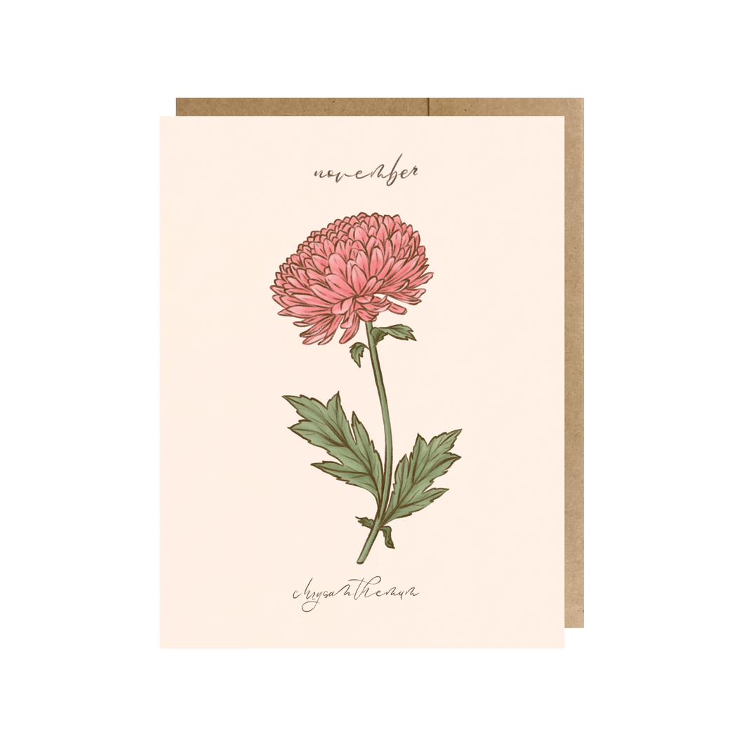 November Birth Month Flower (Chrysanthemum) Greeting Card
