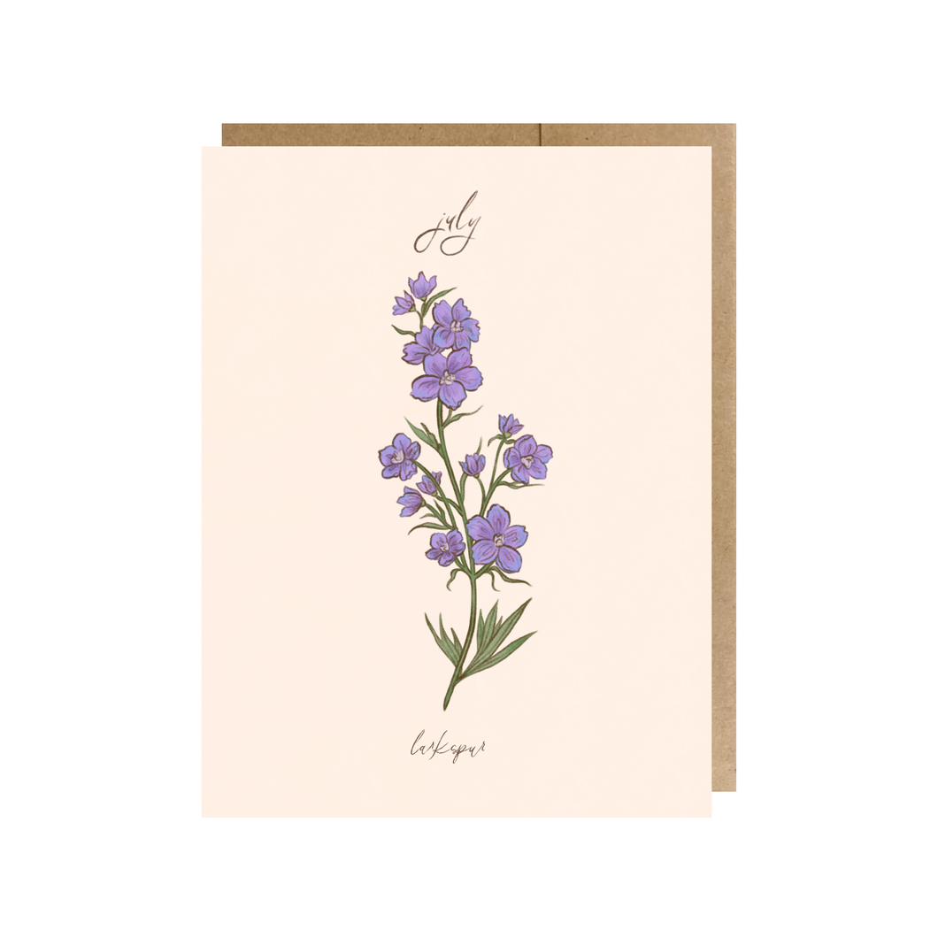 July Birth Month Flower (Larkspur) Greeting Card