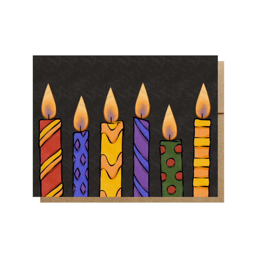 Birthday Candles Greeting Card, Black