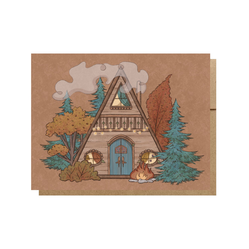 Cosy Autumn Cabin Greeting Card