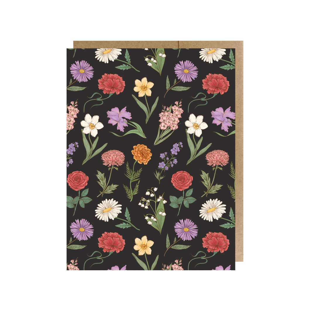 Flowers, Always, and Always Greeting Card, Black