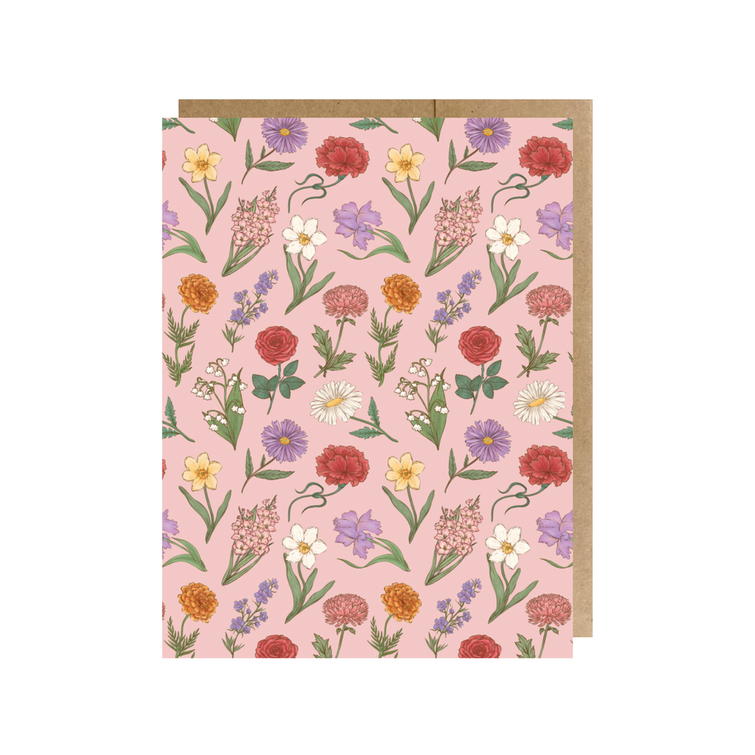 Flowers, Always, and Always Greeting Card, Pink