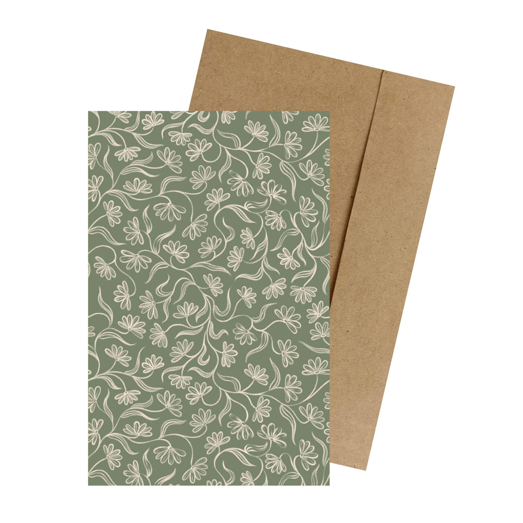Tea Drunk Floral (Green) MINI Greeting Card