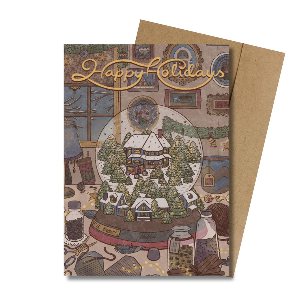 Happy Holidays Snow Globe MINI Greeting Card