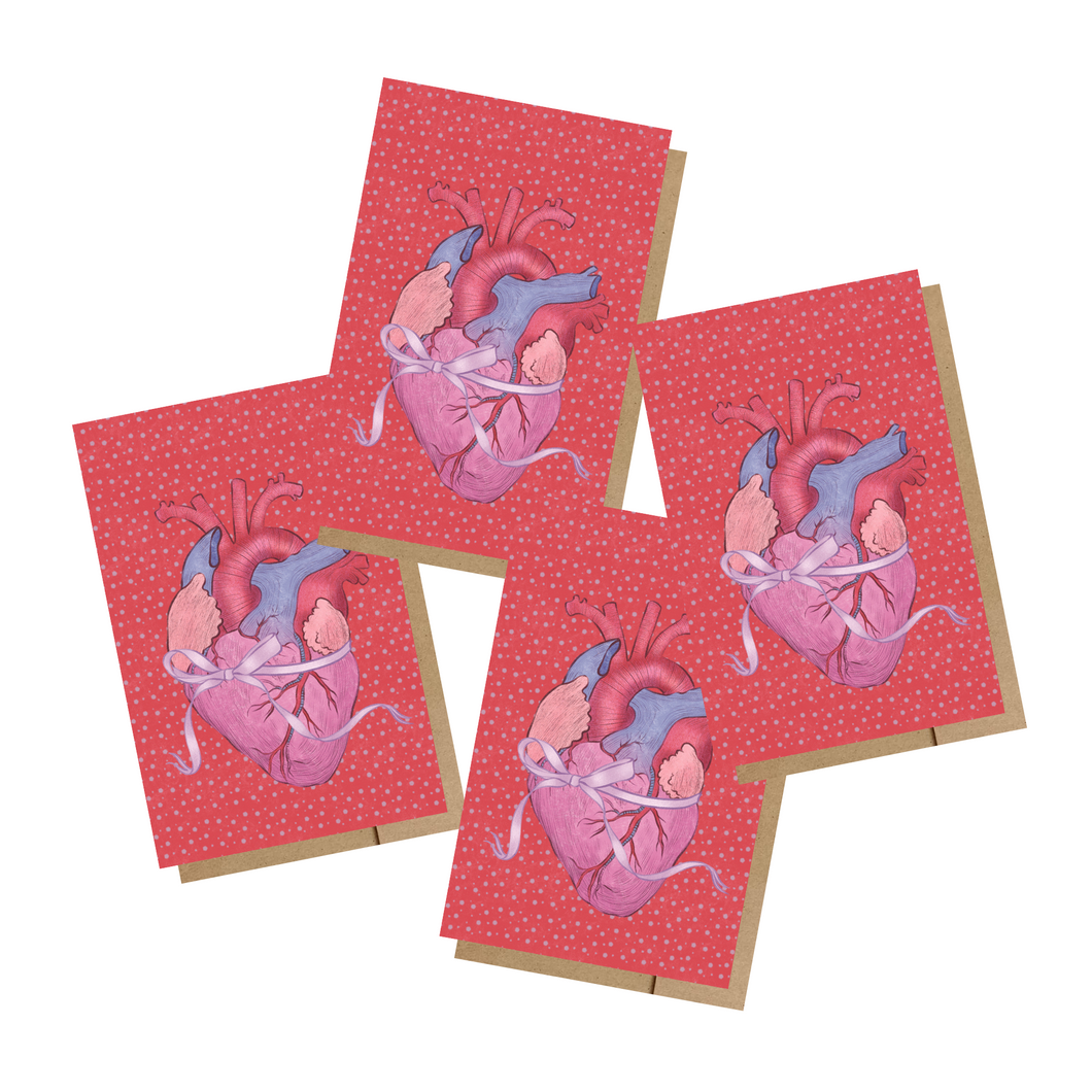 Heart & Bow MINI Greeting Cards (Set of 4)