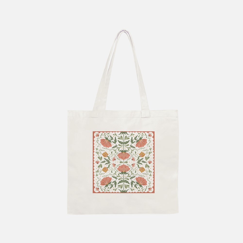 Folk Flowers Tote Bag (Orange)