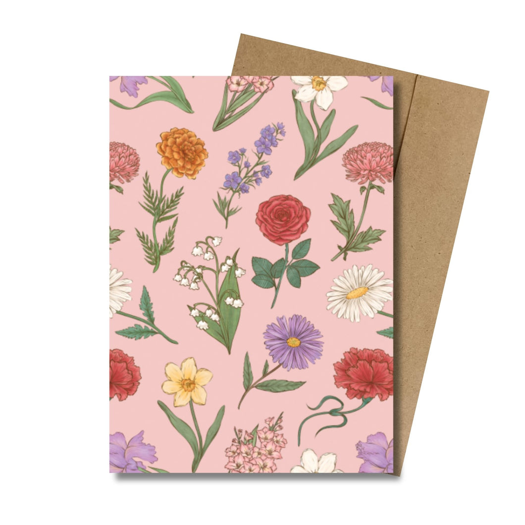 Flowers, Always, and Always (Pink) MINI Greeting Card