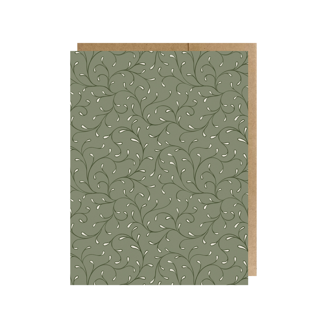 Garden Scrolls Greeting Card, Olive