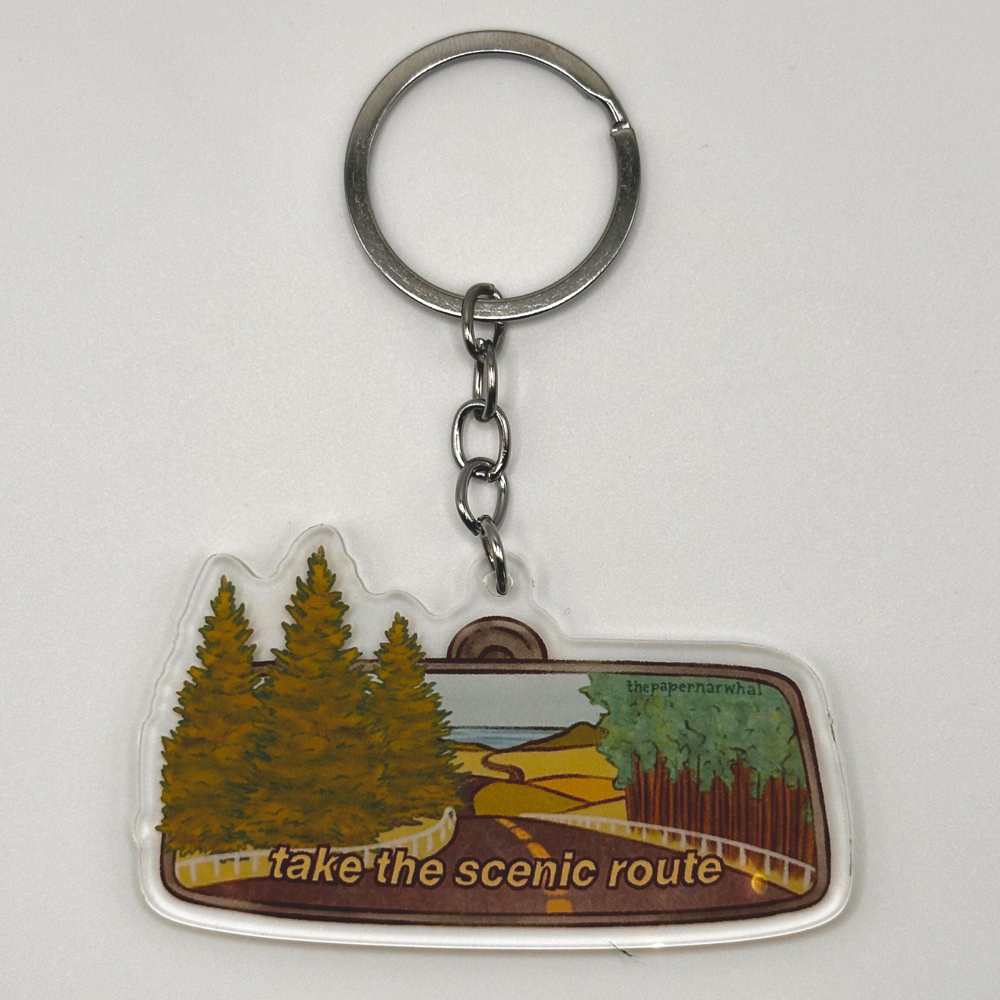 Route Sign Keychain Take the Scenic Route Adventure Quote Keychain – The Paper Narwhal