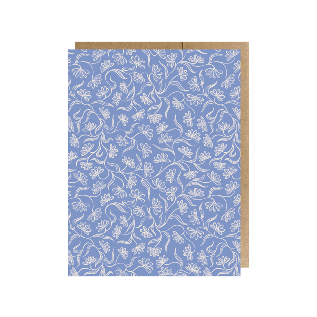 Tea Drunk Floral Greeting Card, Blue