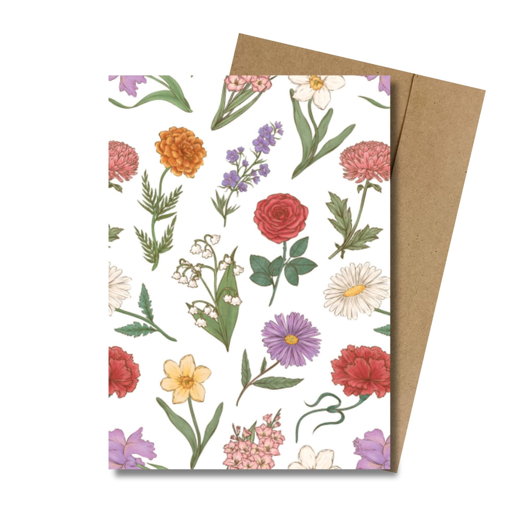 Flowers, Always, and Always (White) MINI Greeting Card