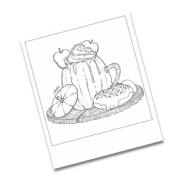 Pumpkin Latte B&W Polaroid Print / Colouring Card