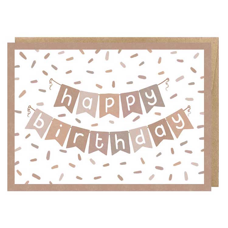 Retro Birthday Banner Greeting Card, Brown