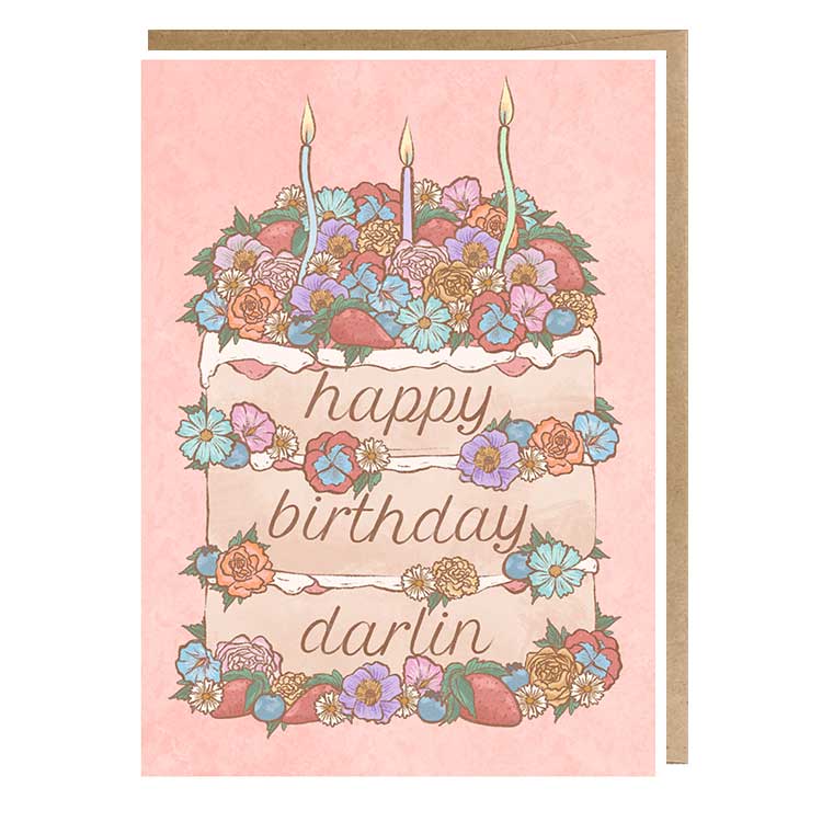 Happy Birthday Darlin' Cake Greeting Card