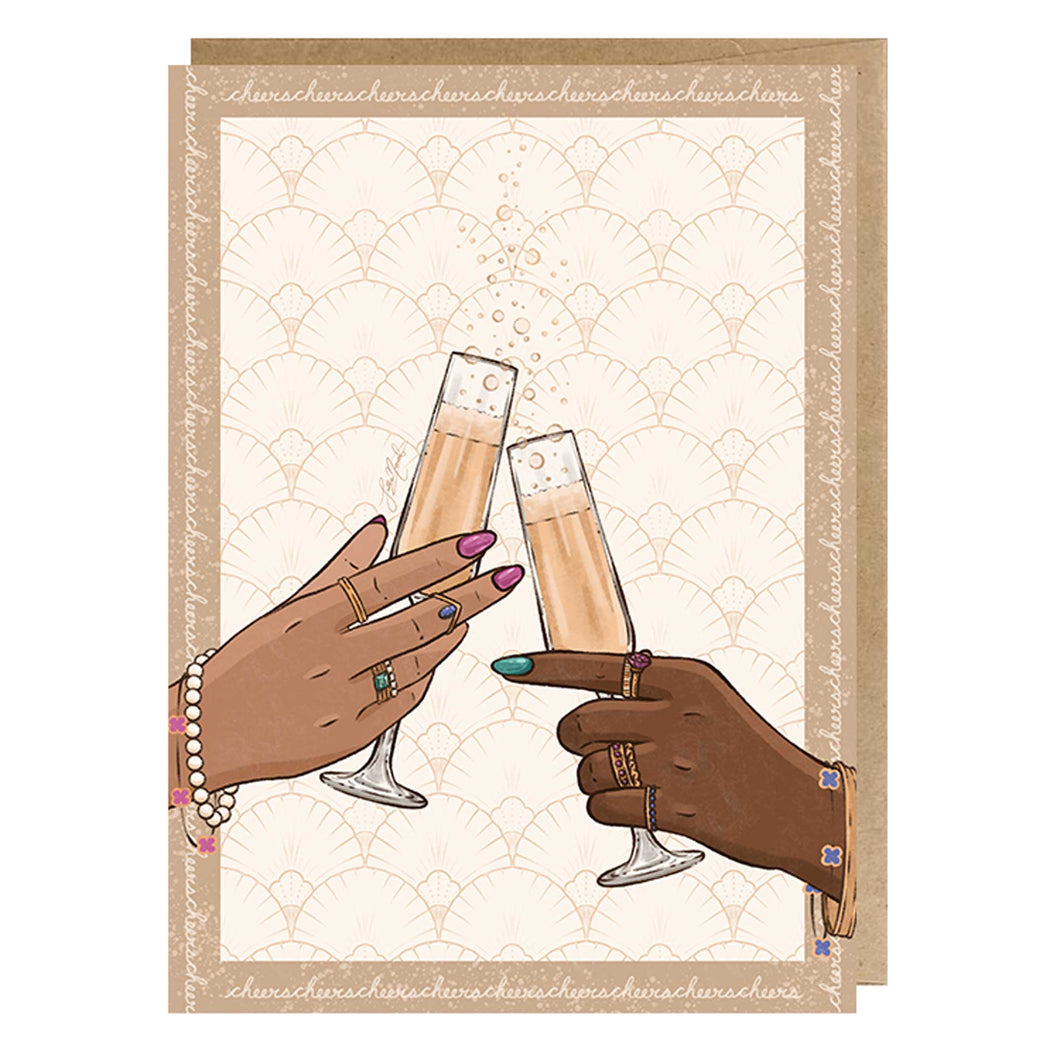 Champagne Cheers Greeting Card, Cream